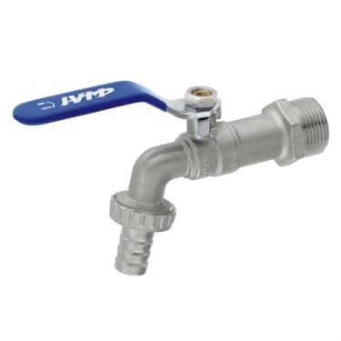 Imagem de Torneira Esfera Tanque Jardim 1/2 x 3/4 Alavanca Ivm Italy com Bico para Mangueira usual para Máquina de Lavar Tanques e Lavadora de Roupas
