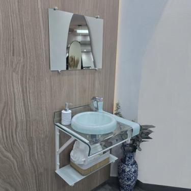 Imagem de Gabinete De Vidro Lavabo Banheiro Curva Dupla 40x40cm  50x40 cm  60x40