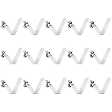 Imagem de HARFINGTON 15 peças de botão único Kayak Paddle Snap Spring Clip 55 mm x 8,8 mm 65 Mn mola de aço em forma de V oco elevador telescópico clipe de mastro para barraca guarda-chuva acampamento, tom