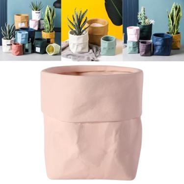 Imagem de Boxonly Vaso de plantas de interior, vaso de cerâmica de 14 cm (médio) com orifício de drenagem e almofada de malha – Vaso de flores decorativo moderno com pires anexados, perfeito para casa e