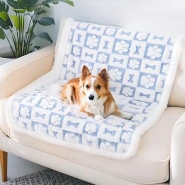Imagem de Due Felice Cobertor de cachorro para cães pequenos, médios e grandes, cobertores de lã para gatos internos, lavável e fofo, cobertor para cama de animal de estimação, móveis, capa protetora de sofá