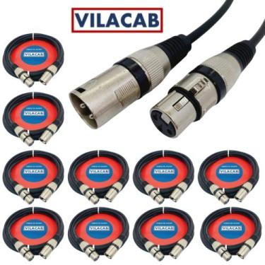 Imagem de Kit 10 Cabos Microfone / Dmx - Xlr / Canon Balanceado 2 Mts - Vilacab