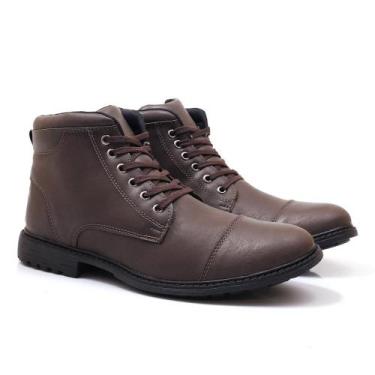 Imagem de Bota Coturno Masculina Cano Curto Cadarço Macia Conforto - Épico, Marr