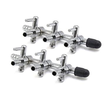 Imagem de uxcell 2 peças de aço inoxidável 3 vias de fluxo de ar divisor bomba de alavanca válvula para aquário