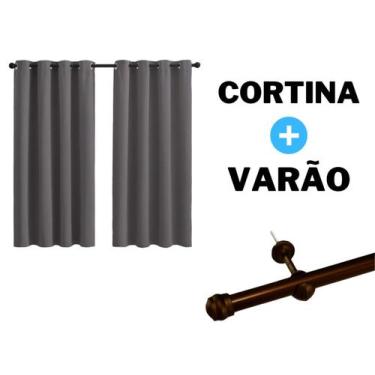 Imagem de Cortina Sala Com Varao Incluso 19mm Kit Completo - Casa Armazém, Grafi