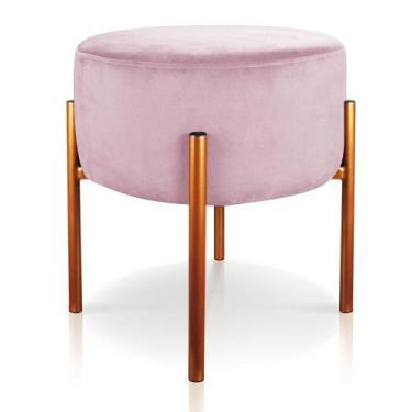 Imagem de Puff Iron Suede Base Cobre Palito Rosa Bebê - DROSSI