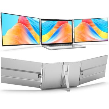 Imagem de Oiiwak Monitor Triplo Portátil de 16 Polegadas para Laptop, Extensor de Monitor Tri-Tela de Liga de Alumínio 1200P com Portas Hdmi e Usb-C, Compatível com Mac e Windows 15-17,3" Laptop-Ok16