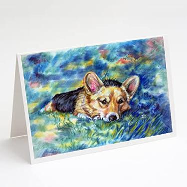 Imagem de Caroline's Treasures 7409GCA7P Cartões de felicitações e envelopes Corgi escondidos, pacote com 8, 7 x 5, multicolorido