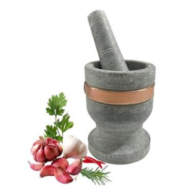 Imagem de Pilão De Pedra Sabão P Natural Acabamento Cobre