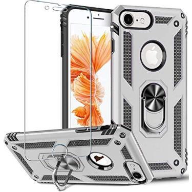 Imagem de Folmeikat Capa de celular compatível com iPhone 8, iPhone 7, iPhone 6s/6, protetor de tela, anel de metal giratório de 360 graus, fino, absorção de choque, canto reforçado, silicone TPU macio de 4,7