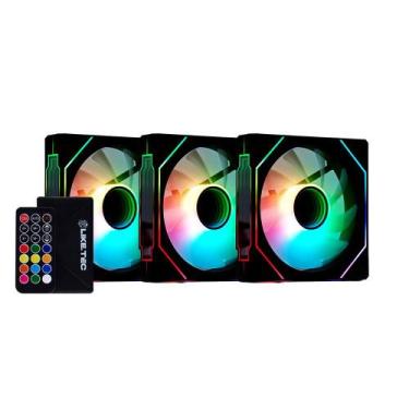 Imagem de Kit 3 cooler 120mm liketec enigma dark com controladora argb lf-kitarg
