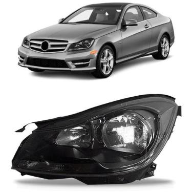 Imagem de Farol Mercedes Classe C 2012 a 2014 Máscara Negra S/ Xênon - TYC, Esqu