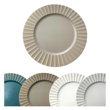 Imagem de 6 Sousplat Redondo Mesa Posta Plástico Alto Padrão Lisa Vr (KAKI Bege claro escuro palha sisal verde - SUPLA LISATO)