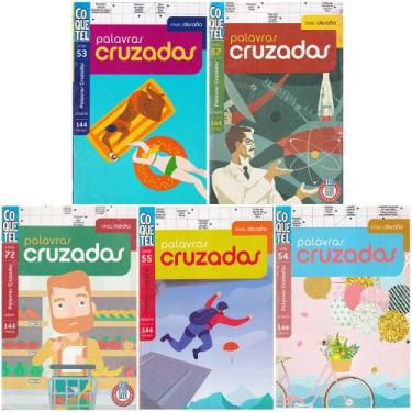 Imagem de Kit 5 Livros Palavras Cruzadas Nível Difícil Expert Coletânea 144 Pági