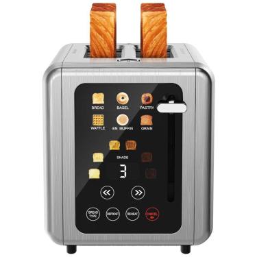 Imagem de Torradeira 2 fatias em aço inox, tela touch, timer digital, 6 pães, 6 níveis de tostagem, slots largos - 110V