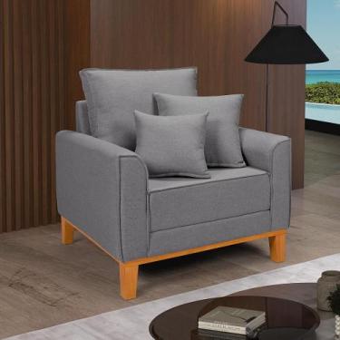 Imagem de Poltrona Decorativa Beny Fixo Living Base de Madeira Cadeira - Casa Im