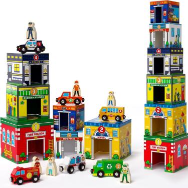 Imagem de Brinquedos para classificar e empilhar Atoylink Toddler com carros magnéticos
