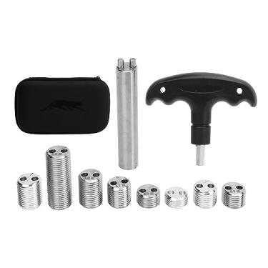 Imagem de Kit de parafusos de peso da sugestão da piscina Ferramenta de parafuso de bilhar ajustável Sus e alumínio para players profissionais e entusiastas completos com caixa de