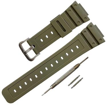 Imagem de Pulseira de relógio G-Shock de substituição para Casio DW-5900 DW-6100 DW-6695 DW-6900 G-6900 GW-M5610 DW-5600E GW-6900 (J2, fivela verde militar/prata)