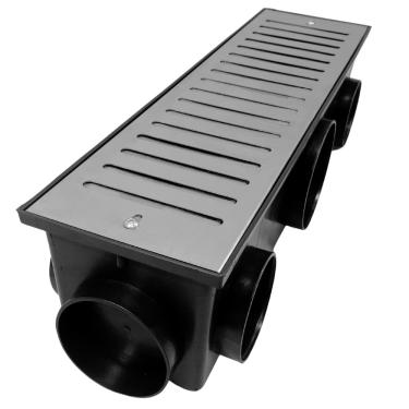 Imagem de Ralo Linear Inox 304 modelo 15x50 Sistema Abre Fecha com Coletor Modular Preto 1Vaídas