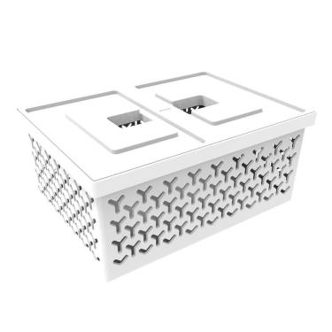 Imagem de Caixa Organizadora Branca com Tampa Cesto Médio Crippa Brinquedos Closet Lavanderia