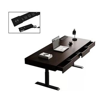 Imagem de AKALNNB Luz de mesa para PC, estilo luxuoso, moderno, madeira maciça, elevador elétrico inteligente com gavetas, motor duplo, uso doméstico, mesa de PC sênior, escritório, chefe de PC, secretárias de