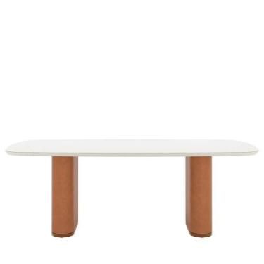 Imagem de Mesa de Jantar Retangular c/ Vidro para 8 Lugares Lintz 219 cm - Off W