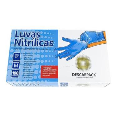 Imagem de Luva nitrílica descart. sem pó azul descarpack 200un tam:m, M