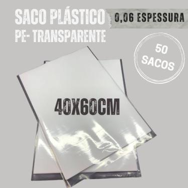 Imagem de Saco plástico transparente 50 unidades, 40x60cm virgem. - K9 CRISTAIS