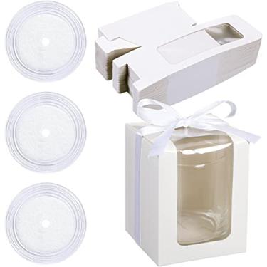 Imagem de Conjunto de 50 caixas de vitrines com janela transparente 255 g caixa de presente para copo de vinho sem haste caixa de armazenamento para copos de vinho para chá de noiva de casamento, chá de bebê, lembrancinhas de festas de aniversário (branco)