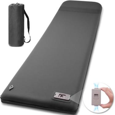 Imagem de Almofada de dormir autoinflável com bomba elétrica, almofada de colchão de acampamento de espuma de memória ultra-grossa de 8 cm com enchimento rápido em 30s, almofada de acampamento com isolamento de