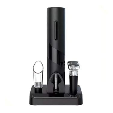 Imagem de Abridor de Vinho Elétrico Recarregável USB Saca Rolhas Automático Kit 4 Peças em 1