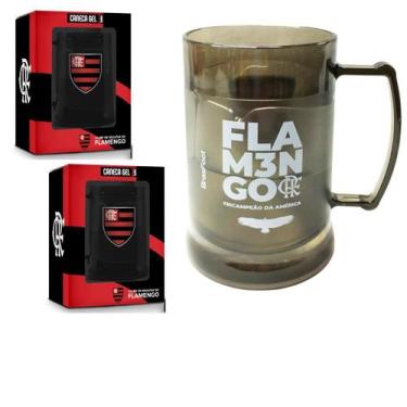 Imagem de Kit 2Un Caneca Copo Gel 300Ml Preto Isolante Térmico Chopp - Brasfoot