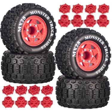 Imagem de MX28 2.8" Tire and Wheels Pre-Glued All-Terrain MT Tires with 12mm/14mm Hexes - 1/10 Scale RC Truck Tires for ARRMA Big Rock, Granite, Senton, Vorteks & Traxxas Slash, Stampede Rustler, Hoss