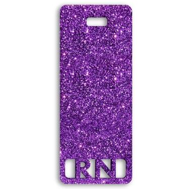 Imagem de Crachá RN estendido Buddy Vertical Bonito Registrado Amigo Colorido e Glitter Acrílico RN Cartão Tamanho Perfeito para ID de Enfermagem Estendida (Purpurina Roxa)