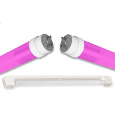 Imagem de Kit Calha Sobrepor Tubular Led 1,2m Branco + Lâmpada Colorida 20w Rosa