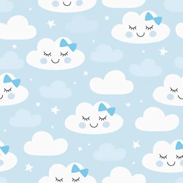 Imagem de Papel De Parede 12m Adesivo Lavável Azul Feliz Bebê Nuvem