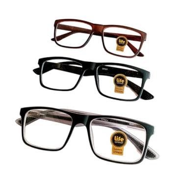 Imagem de Armação de Óculos de Grau Life Eyewear Justin, Acetato Emborrachado, Formato Retangular, Preto, Grau +0.75