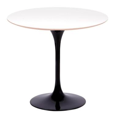 Imagem de Mesa Saarinen Redonda Fórmica Branca 124cm - Base Preta