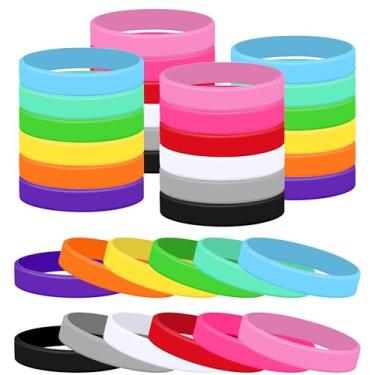 Imagem de Lesnala 24 pulseiras de silicone, 12 cores, pulseiras de borracha de cor sólida, pulseiras elásticas coloridas para eventos, homens, mulheres, adolescentes, jogos, equipes, lembrancinhas de festa