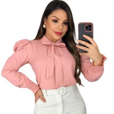 Imagem de Blusa Social Feminina Manga Longa Bufante com Gola de Laço - G-Store, 