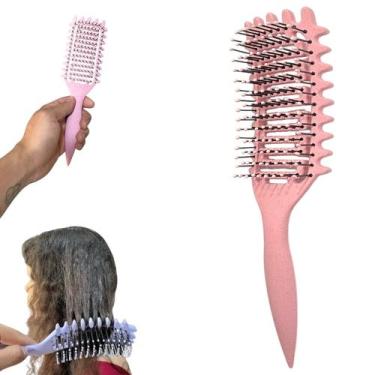 Imagem de Escova De Fitagem Cabelos Cacheados Ondulados Cachos - Mofashi, Rosa