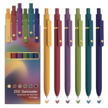 Imagem de YOXMJDB 6 canetas coloridas coloridas de 0,5 mm, canetas de gel de tinta colorida de ponta fina, canetas de escrita suave para diário e anotações, material escolar, presentes para mulheres e homens (6