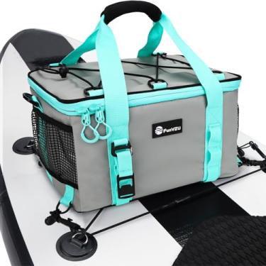 Imagem de FunVZU Cooler para prancha de remo, bolsa térmica de SUP à prova d'água com zíper de TPU, material de PVC durável, capacidade de 26L para 42 latas, acessórios de prancha de remo para stand-up paddle