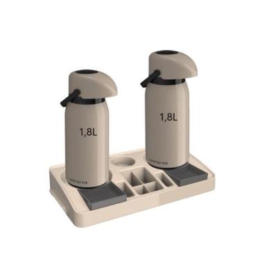 Imagem de Kit 2 Garrafa Térmica Verona 1,8l Bege + Bandeja Organizadora Unitermi