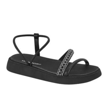 Imagem de Sandália Moleca Feminina Papete Com Strass Nas Tirinhas