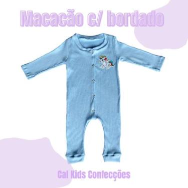 Imagem de Macacao Longo Canelado Liso c/ Aplique Masc/Fem 100% Algodao P M G GG 