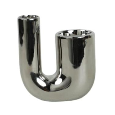 Imagem de Ｂｅｓｇａ Suporte de vela, candelabro, peça central, suporte leve, castiçal para recepção de casamento, festa festiva, mesa de centro de Natal, Prata