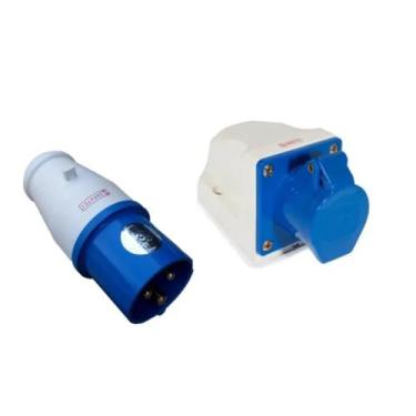 Imagem de Conjunto Tomada Sobrepor+plugue 2p+t 6h 220vac/16a Azul Ip44 - Sibrate