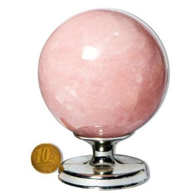 Imagem de 01 Esfera Quartzo Rosa Natural 700 a 800g 7 a 9cm Classe A - Cristaisd